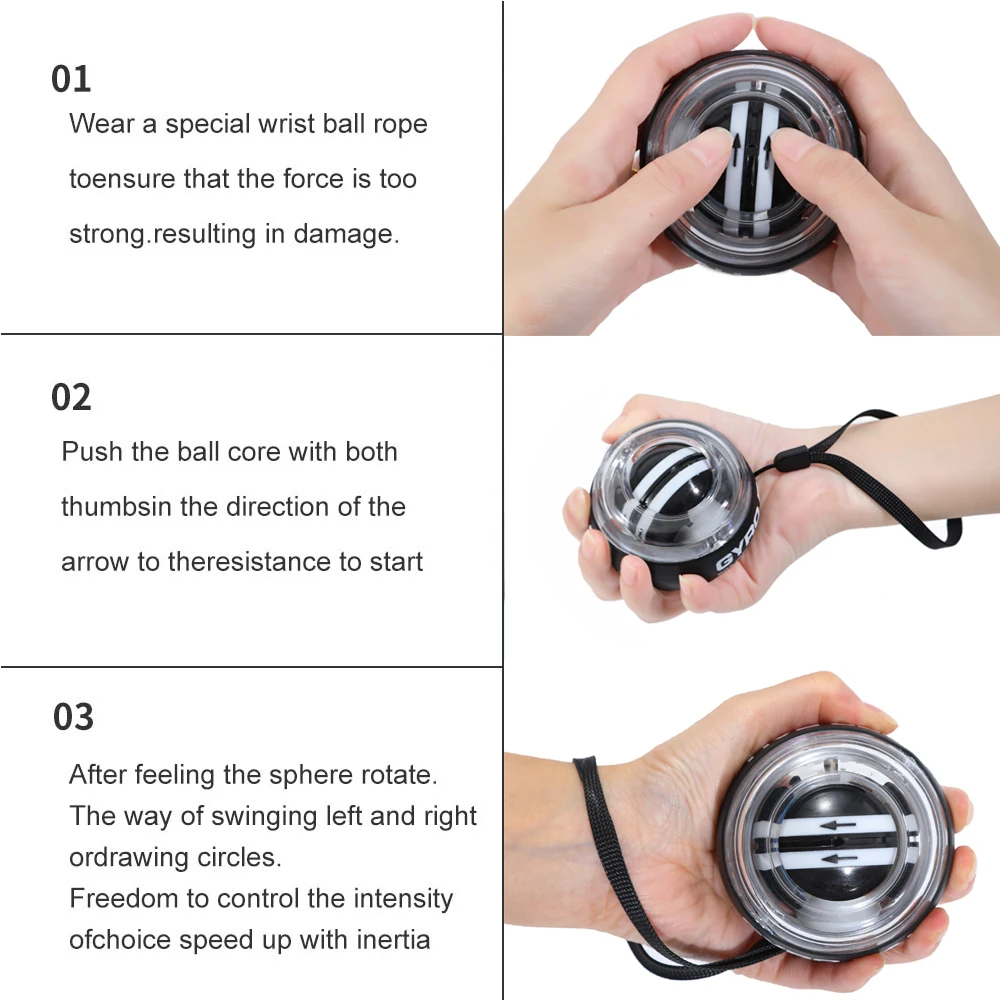 Self-Starting Wrist Gyro Ball Power Trainer Forearm Exerciser - Wrist Strengthening Device for Arm And Finger Muscle Training