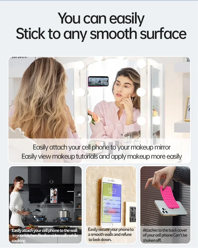 Silicone Suction Cup Phone Holde Multifunctional Fixed Anti-slip Mobile Fixture Double Sided Detachable Phone Rubber Sucker Pad