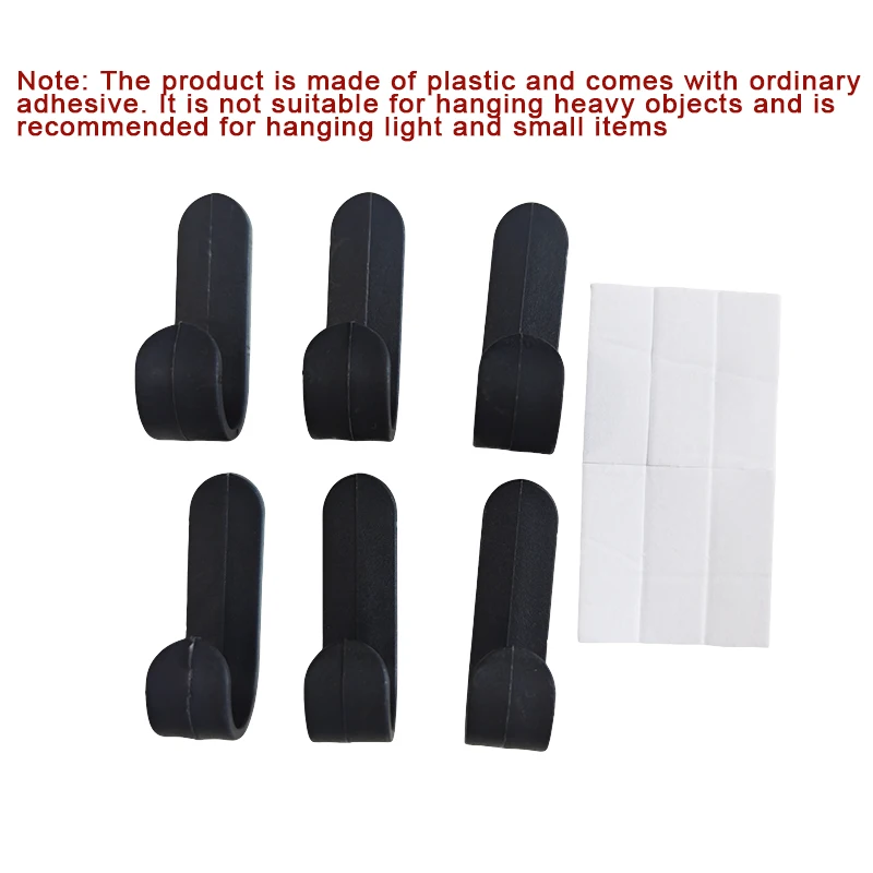 6Pcs J-Shaped Hook No-Drill Adhesive Hook Household Traceless Door-Back Adhesive Hook Key Hook