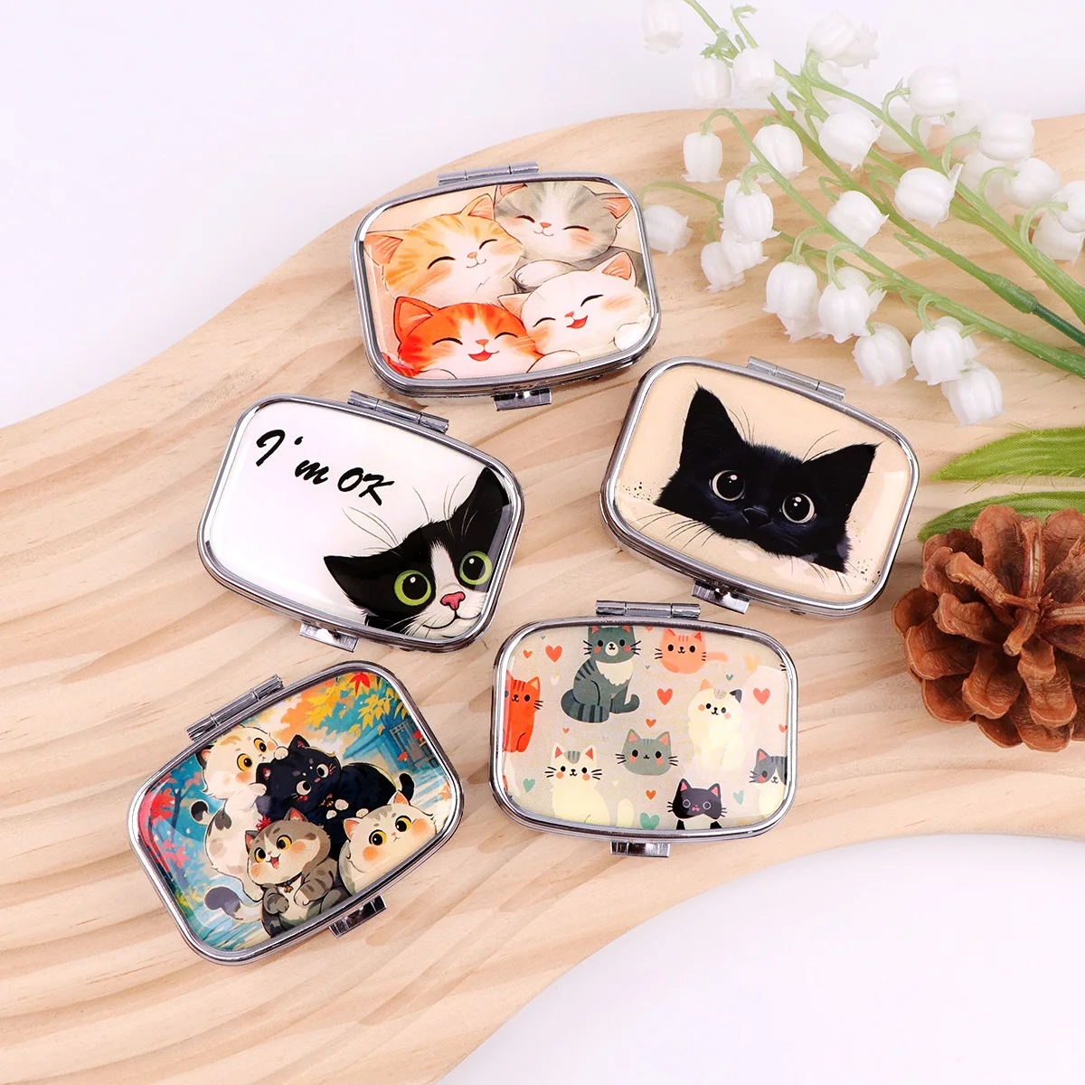 Black Cat Pill Boxes Cartoon Animal Sealed Subpackage Case Portable Travel Jewelry Box Mini Organizer Storage Medicine Case