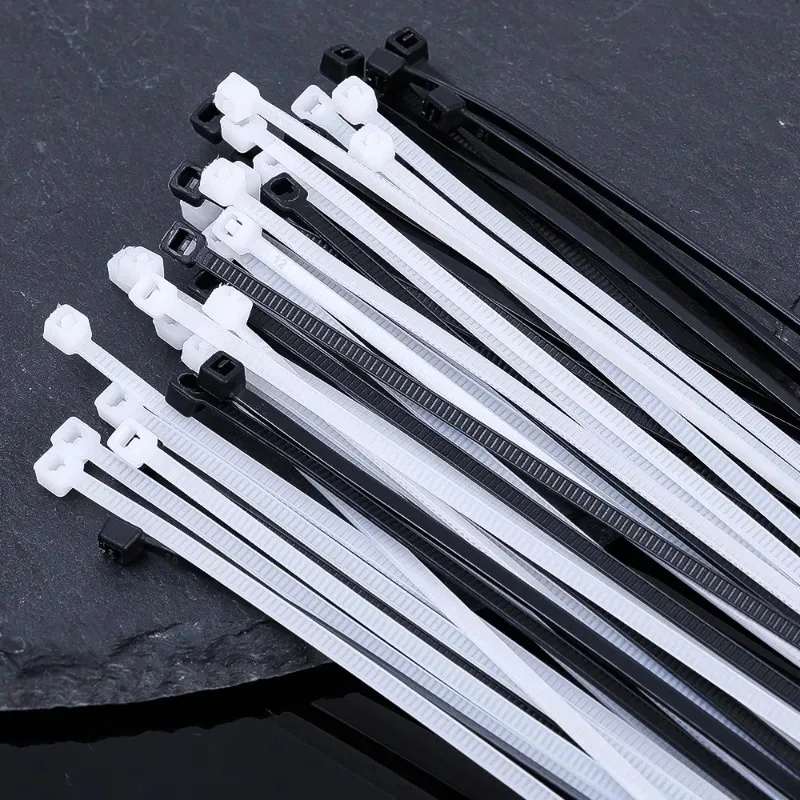 100PCS Plastic Nylon Cable Ties Self-locking Cord Ties Straps Adjustable Cables Fastening Loop Home Office Wire Zip Ties