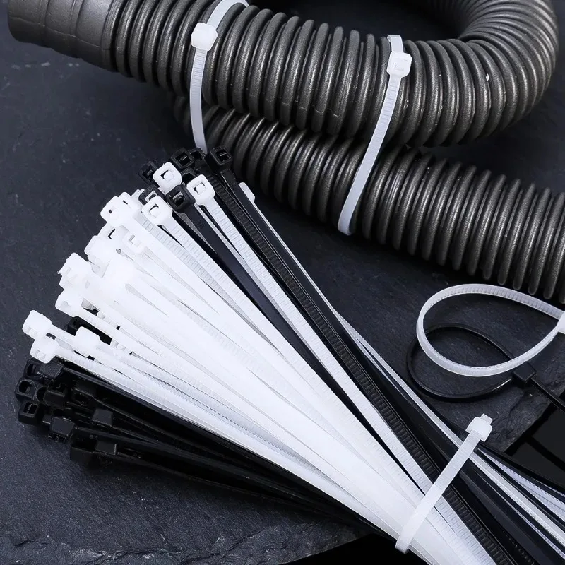100PCS Plastic Nylon Cable Ties Self-locking Cord Ties Straps Adjustable Cables Fastening Loop Home Office Wire Zip Ties