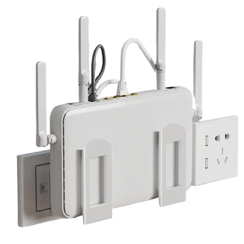 2pcs Home Router Storage Box Wall Artifact Set-top Box Wall-mounted Fixture Support Bracket Wifi Placement Rack For Living Room