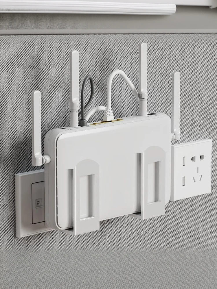 2pcs Home Router Storage Box Wall Artifact Set-top Box Wall-mounted Fixture Support Bracket Wifi Placement Rack For Living Room