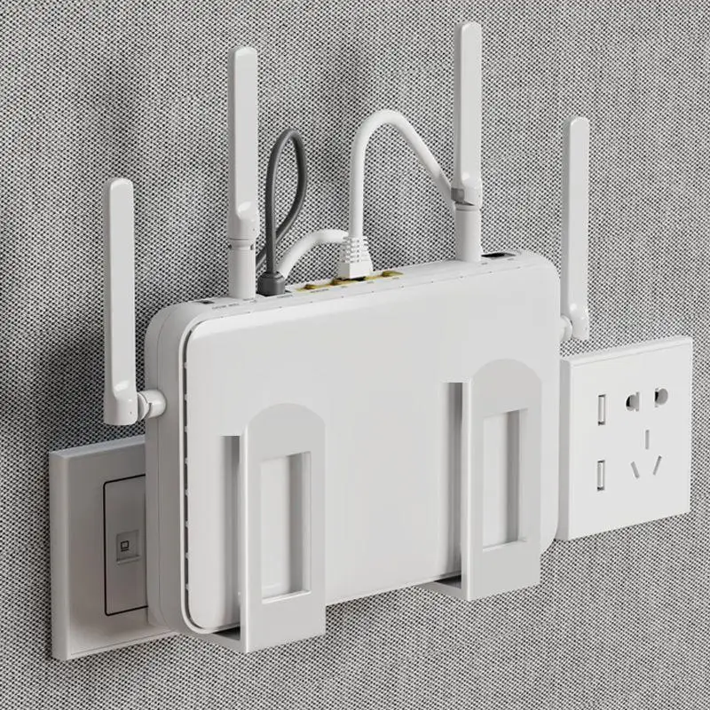 2pcs Home Router Storage Box Wall Artifact Set-top Box Wall-mounted Fixture Support Bracket Wifi Placement Rack For Living Room