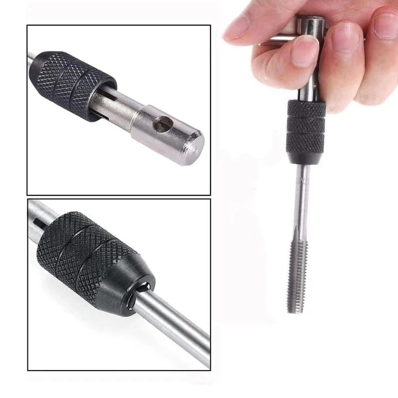 T-Handle Wrench M3 M4 M5 M6 M8 Hand Tap Reamer Thread Tapping Tool Set Adjustable Machine Screw Thread Tapping Drill Bit