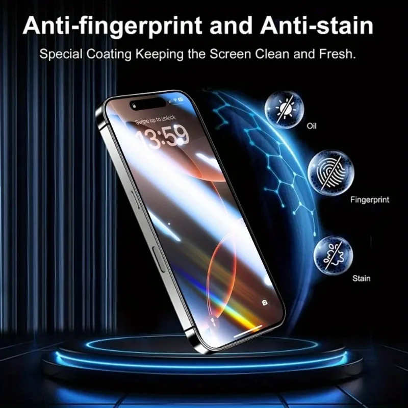 5Pcs Ultra HD 8K Dust Free Screen Protector For iPhone 17 16 15 14 13 12 11 Pro Max 16e Plus 17 Air Glass Easy Installation Box