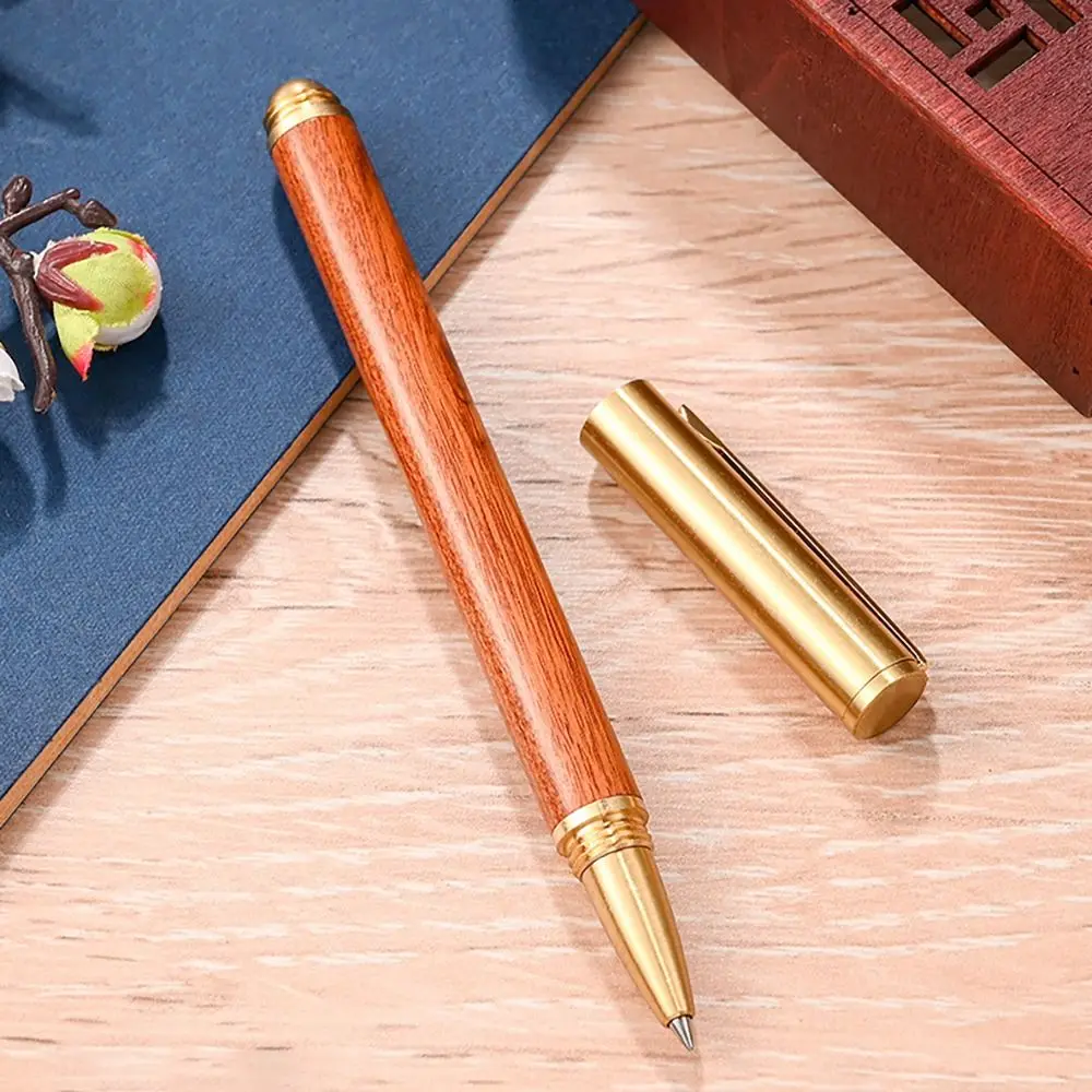 High Quality Wood Body Ballpoint Pen Brass Business Fountain Pen Students Gift Gel Pen School Office Supplies