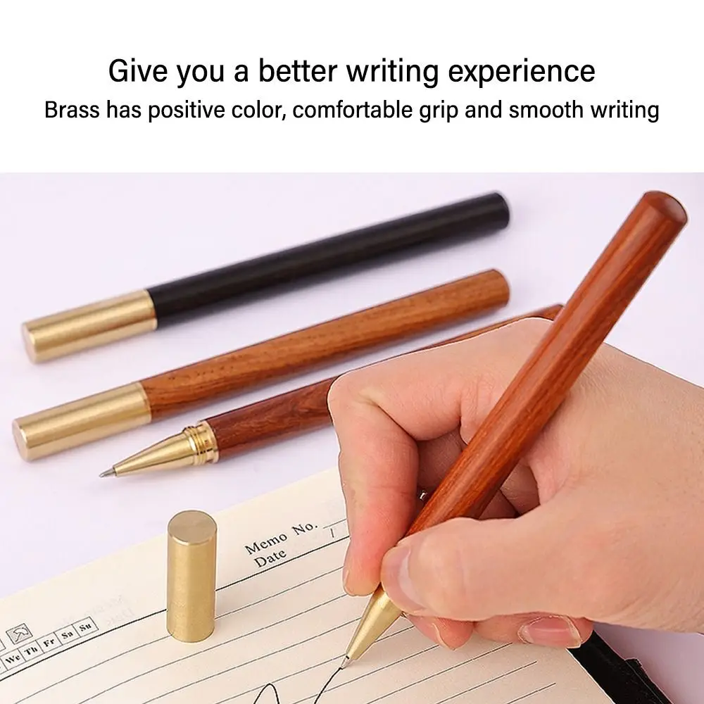 High Quality Wood Body Ballpoint Pen Brass Business Fountain Pen Students Gift Gel Pen School Office Supplies