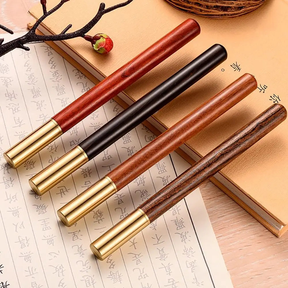 High Quality Wood Body Ballpoint Pen Brass Business Fountain Pen Students Gift Gel Pen School Office Supplies