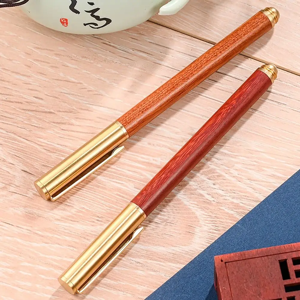 High Quality Wood Body Ballpoint Pen Brass Business Fountain Pen Students Gift Gel Pen School Office Supplies