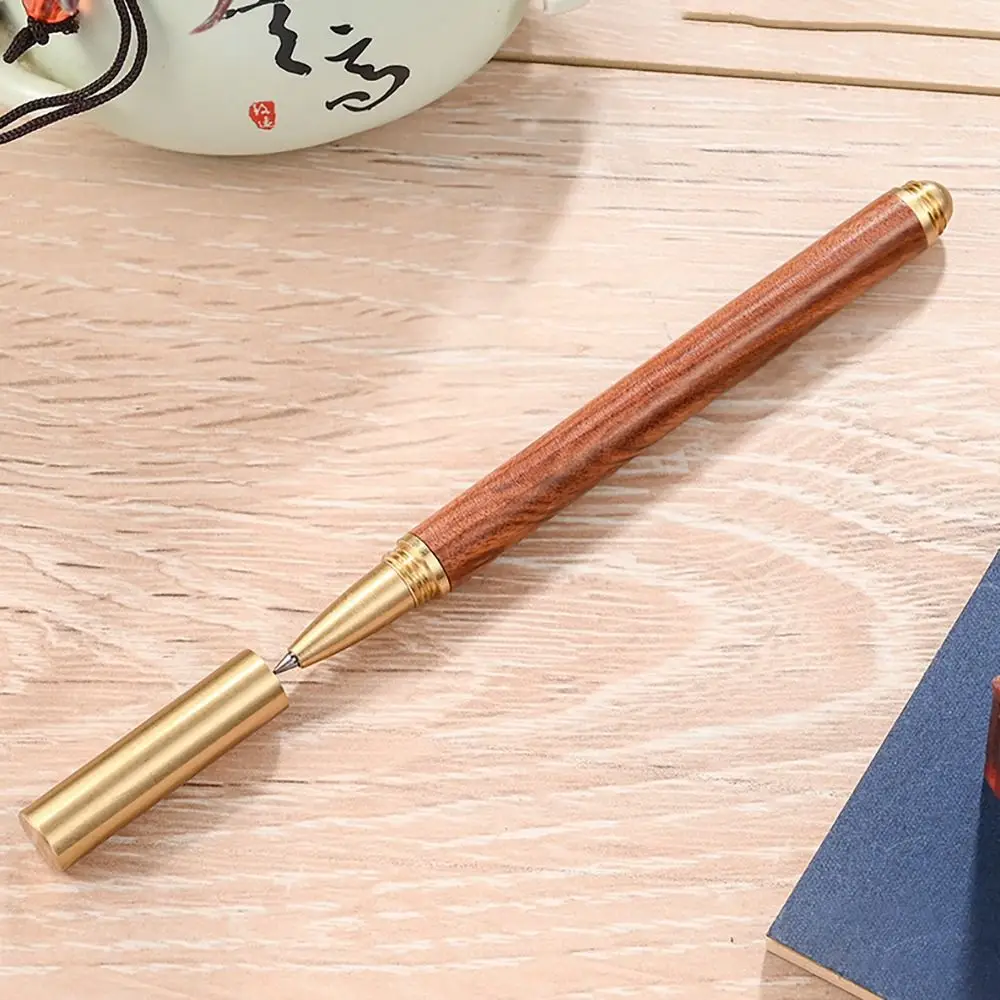 High Quality Wood Body Ballpoint Pen Brass Business Fountain Pen Students Gift Gel Pen School Office Supplies