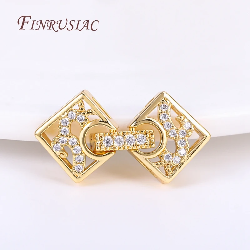 18K Gold Plated Inlaid Zircon Luxury Fastener Connector Clasps,End Beads Fastener Lock Accessories,DIY Jewellery Making Supplies
