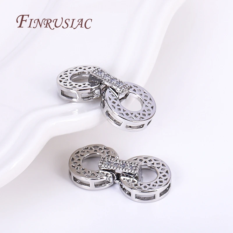 18K Gold Plated Inlaid Zircon Luxury Fastener Connector Clasps,End Beads Fastener Lock Accessories,DIY Jewellery Making Supplies