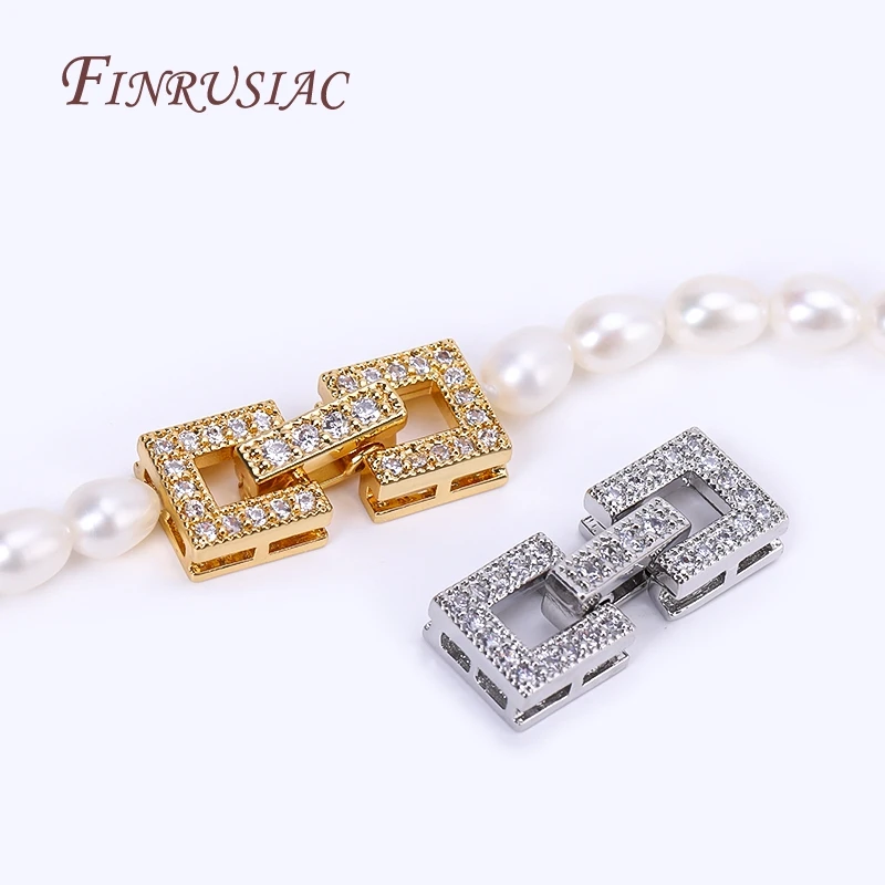 18K Gold Plated Inlaid Zircon Luxury Fastener Connector Clasps,End Beads Fastener Lock Accessories,DIY Jewellery Making Supplies