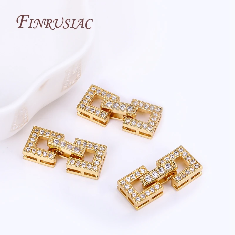 18K Gold Plated Inlaid Zircon Luxury Fastener Connector Clasps,End Beads Fastener Lock Accessories,DIY Jewellery Making Supplies