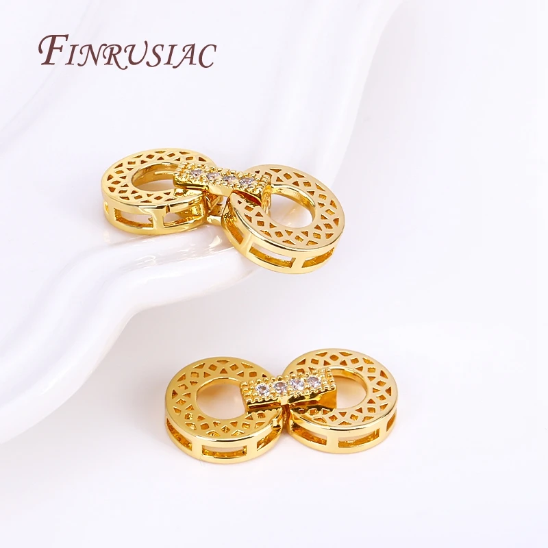 18K Gold Plated Inlaid Zircon Luxury Fastener Connector Clasps,End Beads Fastener Lock Accessories,DIY Jewellery Making Supplies