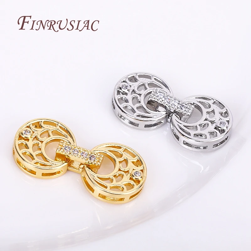18K Gold Plated Inlaid Zircon Luxury Fastener Connector Clasps,End Beads Fastener Lock Accessories,DIY Jewellery Making Supplies