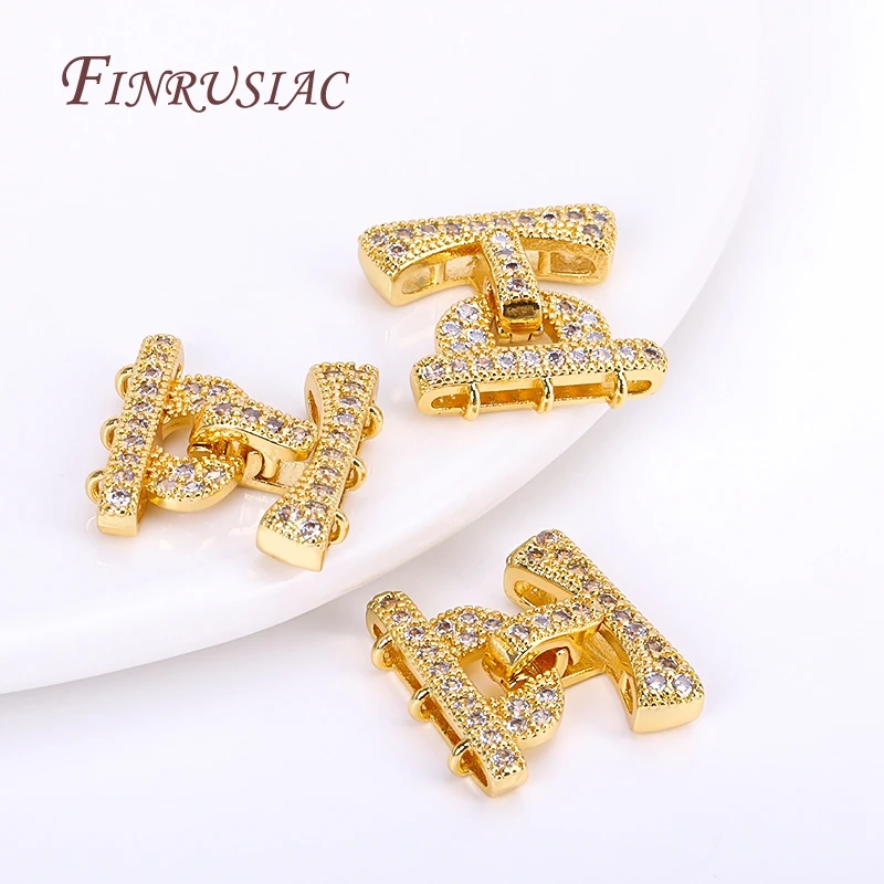 18K Gold Plated Inlaid Zircon Luxury Fastener Connector Clasps,End Beads Fastener Lock Accessories,DIY Jewellery Making Supplies