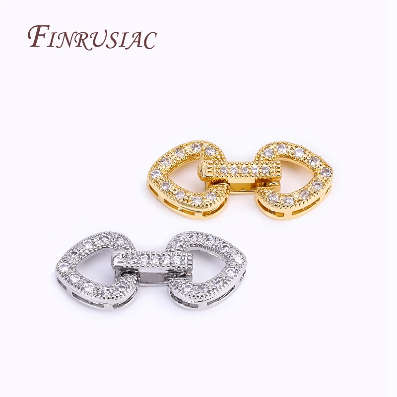 18K Gold Plated Inlaid Zircon Luxury Fastener Connector Clasps,End Beads Fastener Lock Accessories,DIY Jewellery Making Supplies