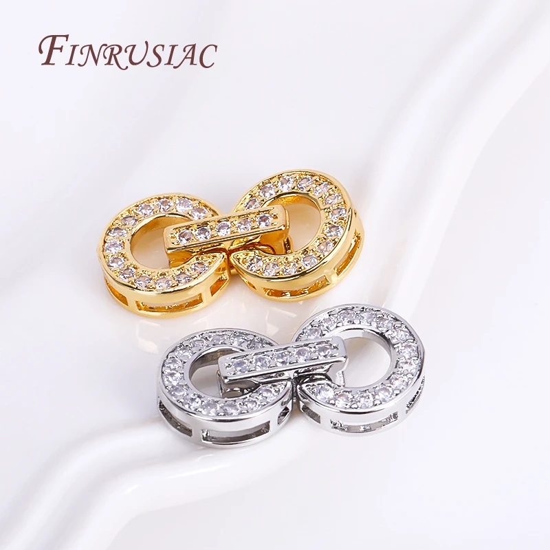 18K Gold Plated Inlaid Zircon Luxury Fastener Connector Clasps,End Beads Fastener Lock Accessories,DIY Jewellery Making Supplies