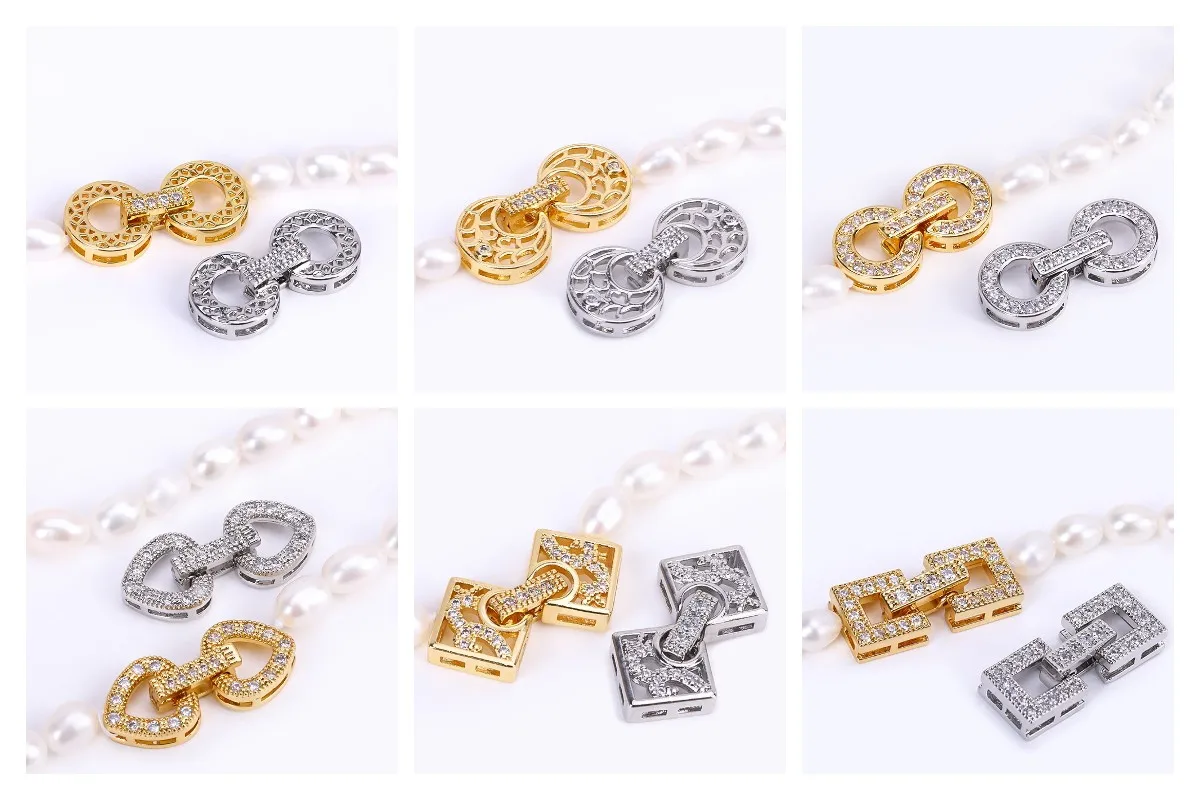 18K Gold Plated Inlaid Zircon Luxury Fastener Connector Clasps,End Beads Fastener Lock Accessories,DIY Jewellery Making Supplies