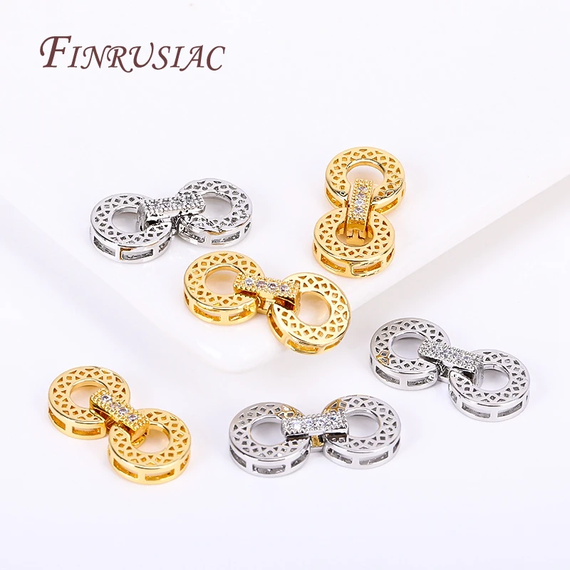 18K Gold Plated Inlaid Zircon Luxury Fastener Connector Clasps,End Beads Fastener Lock Accessories,DIY Jewellery Making Supplies
