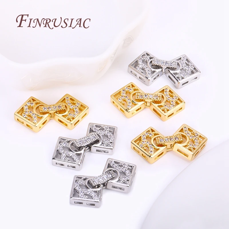 18K Gold Plated Inlaid Zircon Luxury Fastener Connector Clasps,End Beads Fastener Lock Accessories,DIY Jewellery Making Supplies