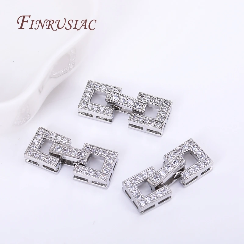 18K Gold Plated Inlaid Zircon Luxury Fastener Connector Clasps,End Beads Fastener Lock Accessories,DIY Jewellery Making Supplies
