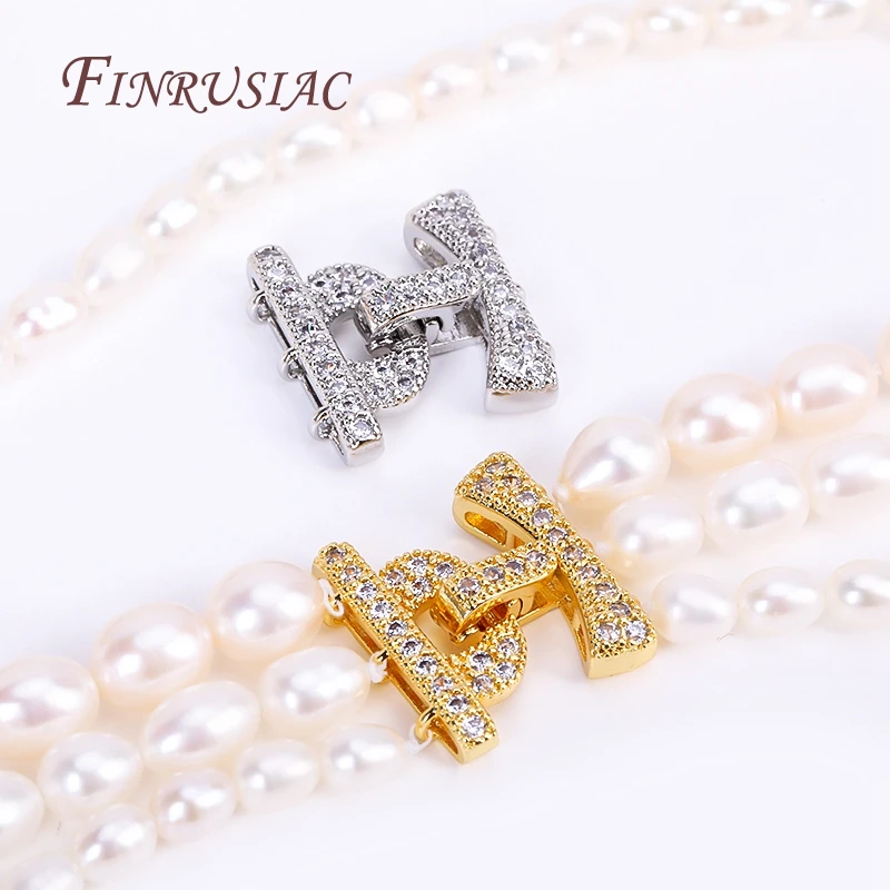 18K Gold Plated Inlaid Zircon Luxury Fastener Connector Clasps,End Beads Fastener Lock Accessories,DIY Jewellery Making Supplies
