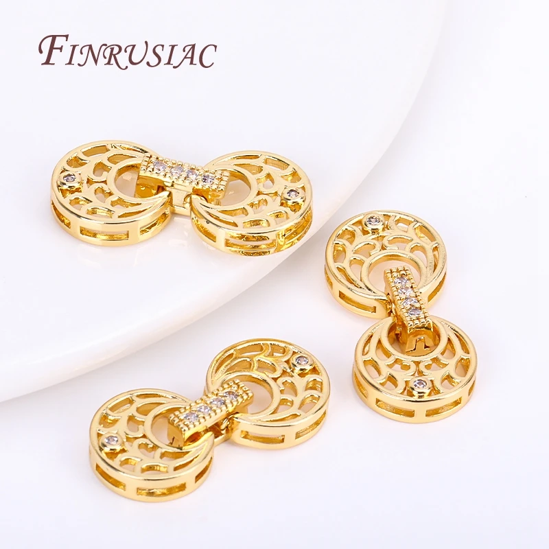 18K Gold Plated Inlaid Zircon Luxury Fastener Connector Clasps,End Beads Fastener Lock Accessories,DIY Jewellery Making Supplies