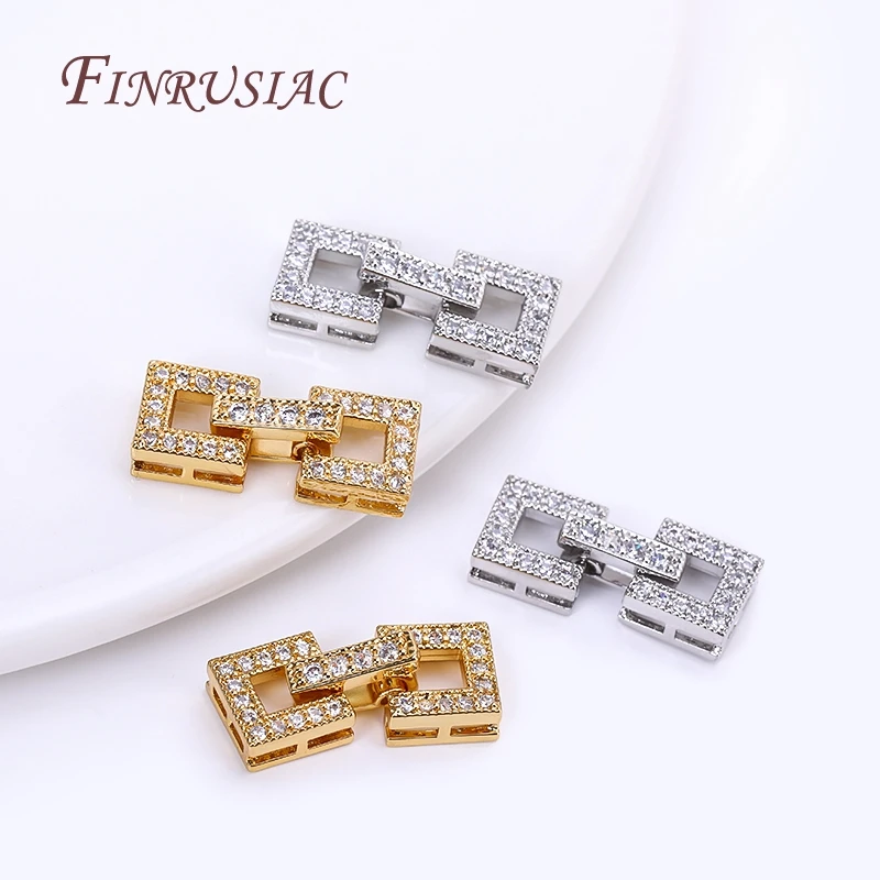 18K Gold Plated Inlaid Zircon Luxury Fastener Connector Clasps,End Beads Fastener Lock Accessories,DIY Jewellery Making Supplies