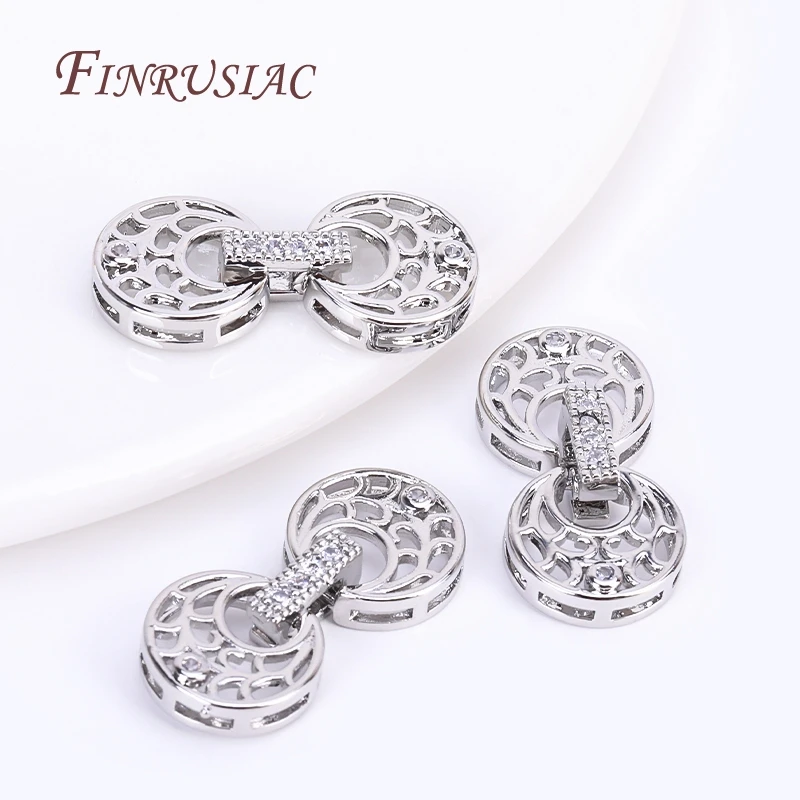 18K Gold Plated Inlaid Zircon Luxury Fastener Connector Clasps,End Beads Fastener Lock Accessories,DIY Jewellery Making Supplies