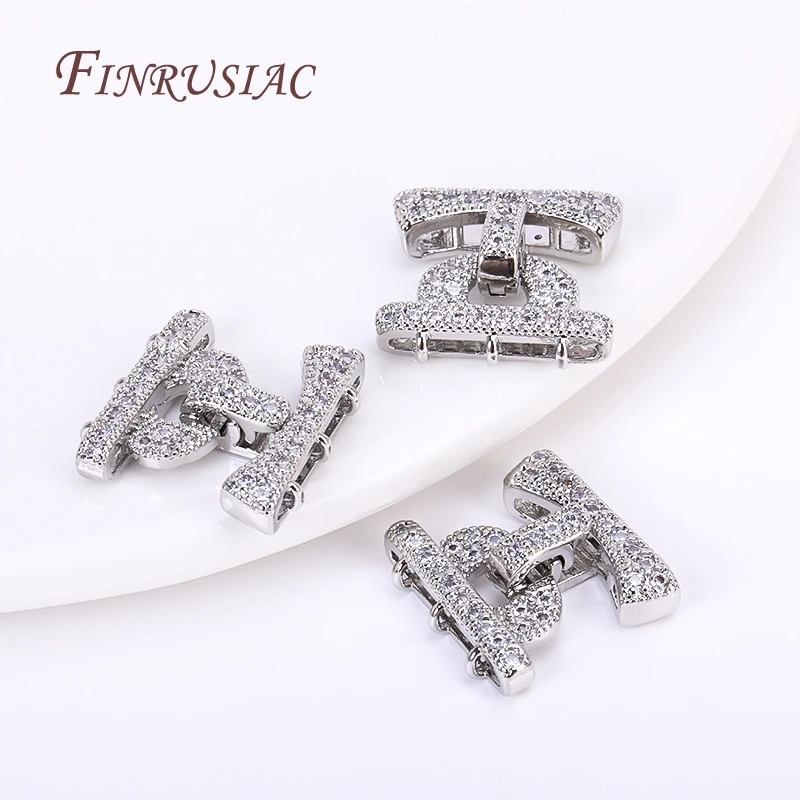 18K Gold Plated Inlaid Zircon Luxury Fastener Connector Clasps,End Beads Fastener Lock Accessories,DIY Jewellery Making Supplies