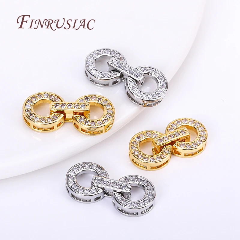 18K Gold Plated Inlaid Zircon Luxury Fastener Connector Clasps,End Beads Fastener Lock Accessories,DIY Jewellery Making Supplies
