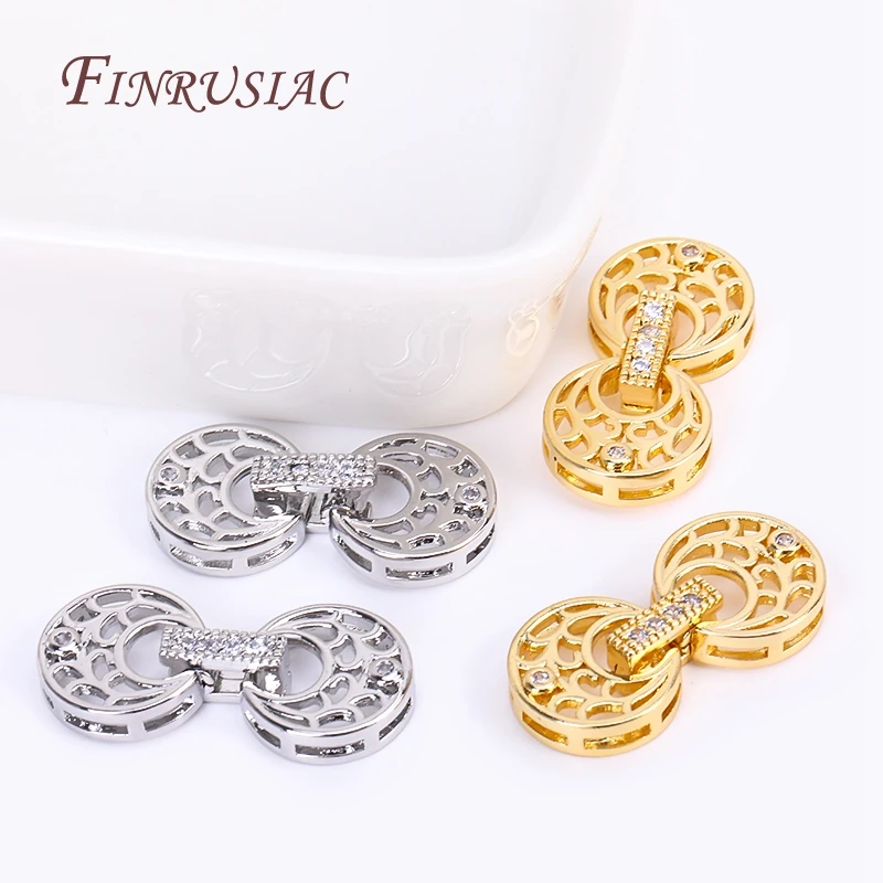 18K Gold Plated Inlaid Zircon Luxury Fastener Connector Clasps,End Beads Fastener Lock Accessories,DIY Jewellery Making Supplies