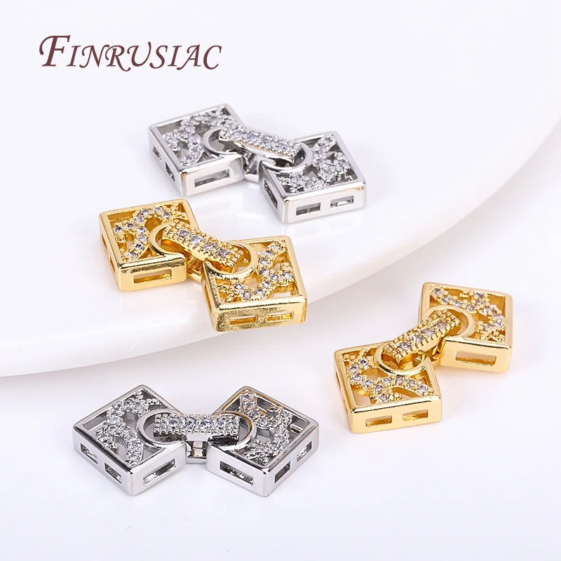 18K Gold Plated Inlaid Zircon Luxury Fastener Connector Clasps,End Beads Fastener Lock Accessories,DIY Jewellery Making Supplies