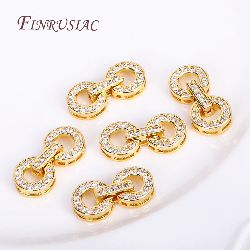 18K Gold Plated Inlaid Zircon Luxury Fastener Connector Clasps,End Beads Fastener Lock Accessories,DIY Jewellery Making Supplies