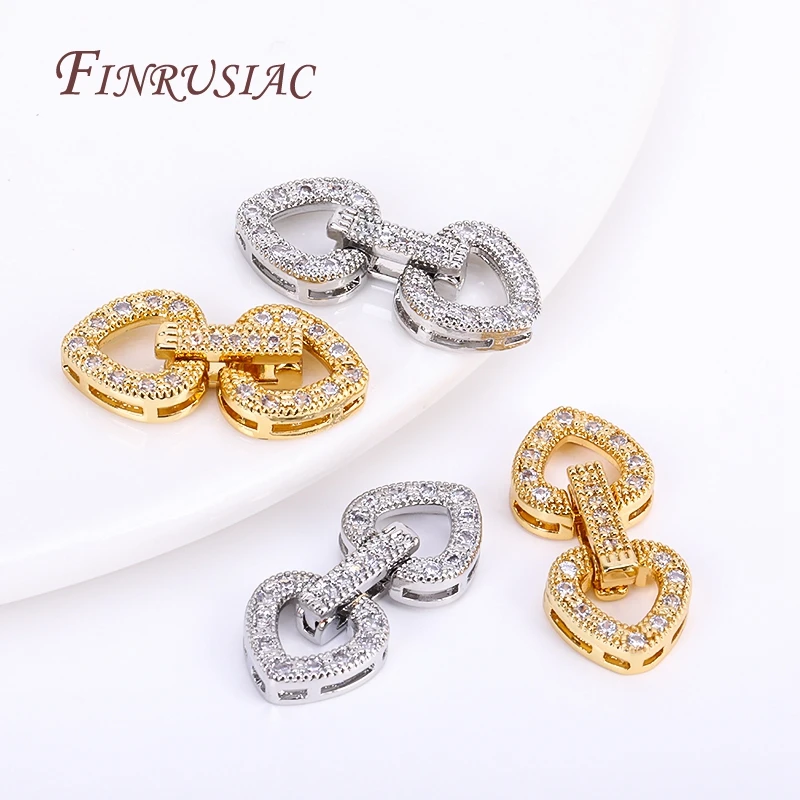 18K Gold Plated Inlaid Zircon Luxury Fastener Connector Clasps,End Beads Fastener Lock Accessories,DIY Jewellery Making Supplies