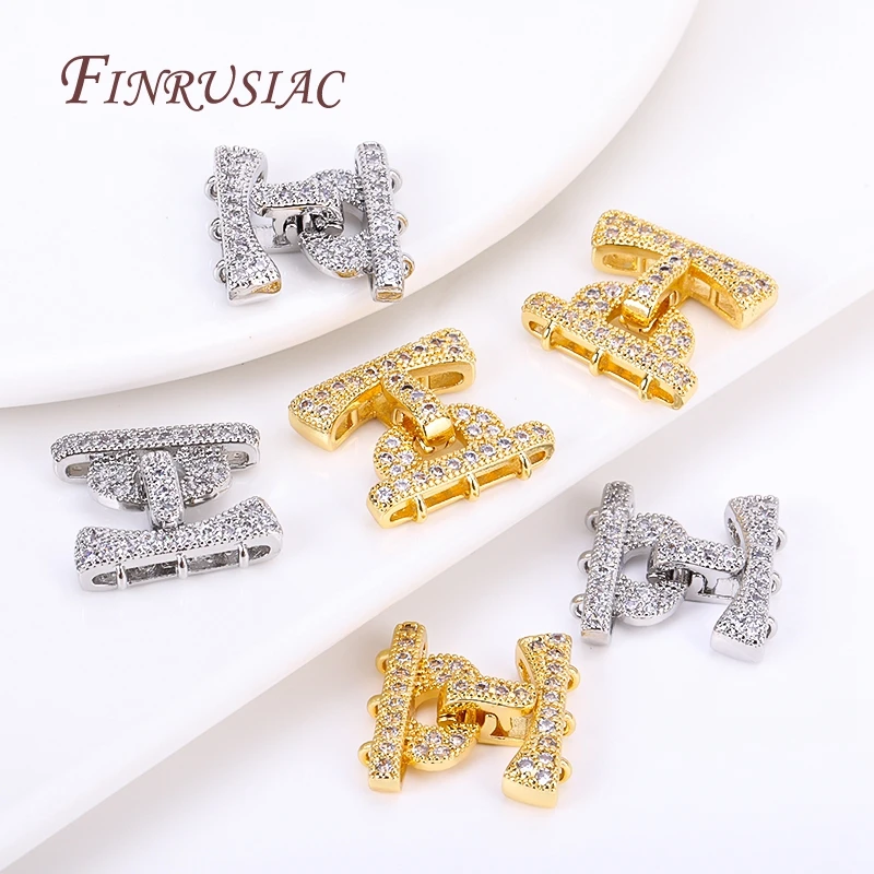 18K Gold Plated Inlaid Zircon Luxury Fastener Connector Clasps,End Beads Fastener Lock Accessories,DIY Jewellery Making Supplies