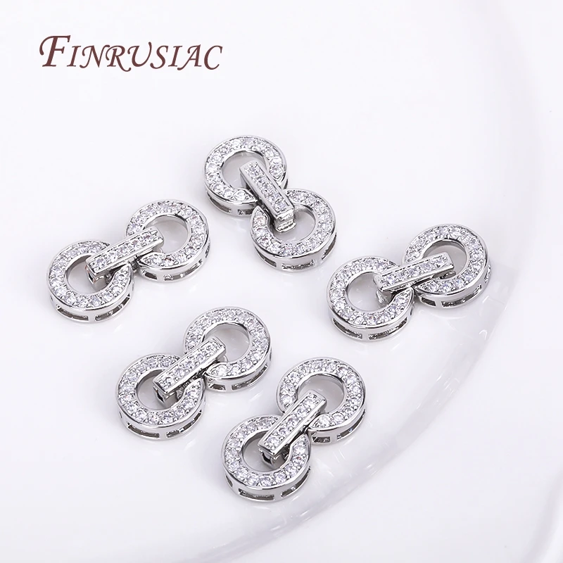 18K Gold Plated Inlaid Zircon Luxury Fastener Connector Clasps,End Beads Fastener Lock Accessories,DIY Jewellery Making Supplies