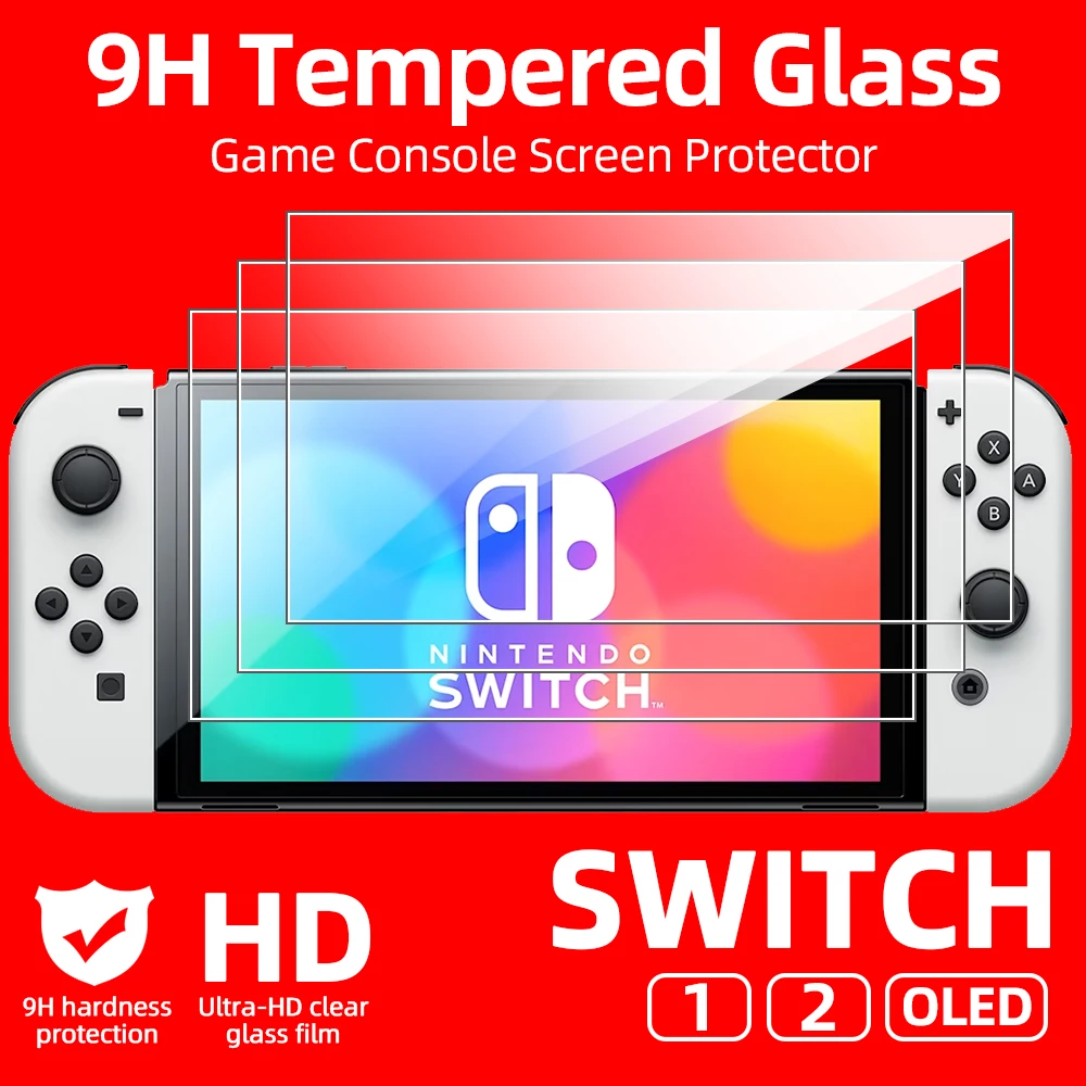 9H Tempered Glass for Nintendo Switch OLED Switch2 2 Screen Protector, HD Clear Anti-scratch Protective Glass Film Accessories