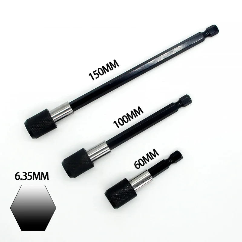 1/4 Inch Hex Shank Quick Release Screwdriver Bit Holder Extension Bar Magnetic Bit Holder Extension 60mm 100mm 150mm