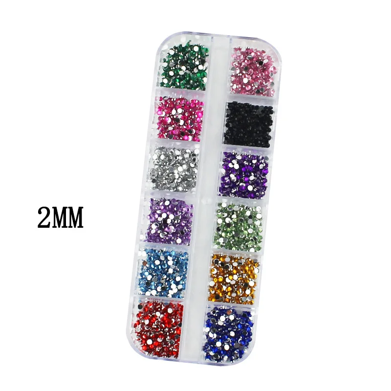 3000Pcs a Box Nail Art Flat Back Crystal Rhinestone 1.5mm 2.0mm Dazzling Diamonds Strass Manicure Tip 3D Decoration