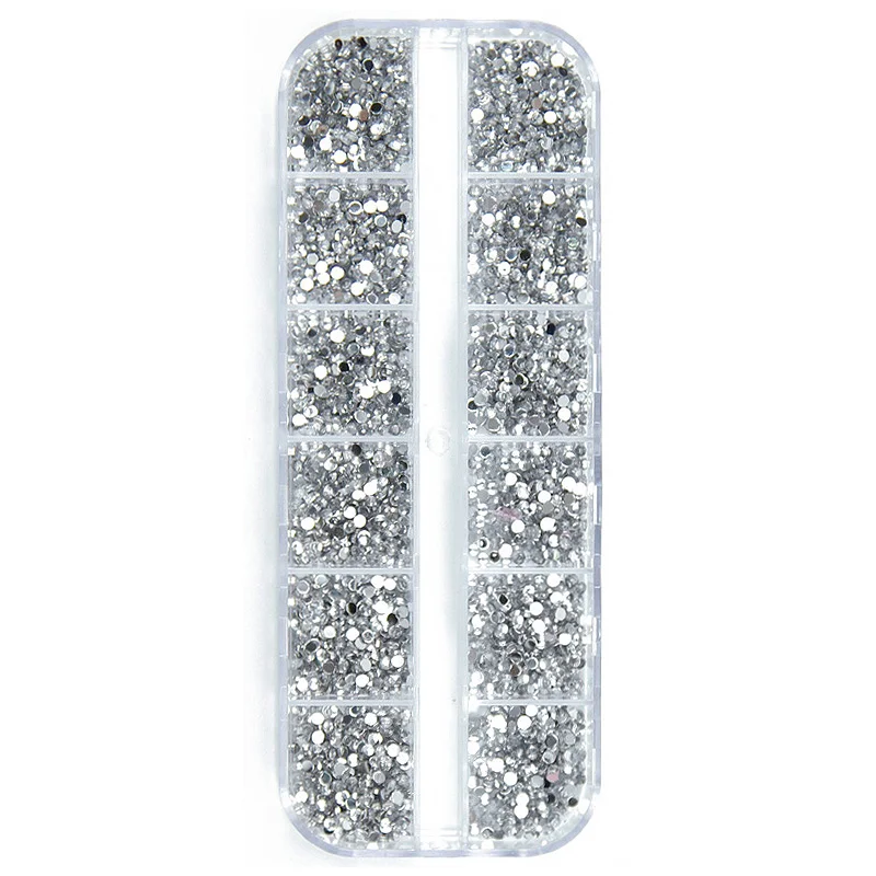 3000Pcs a Box Nail Art Flat Back Crystal Rhinestone 1.5mm 2.0mm Dazzling Diamonds Strass Manicure Tip 3D Decoration