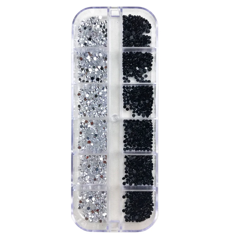 3000Pcs a Box Nail Art Flat Back Crystal Rhinestone 1.5mm 2.0mm Dazzling Diamonds Strass Manicure Tip 3D Decoration