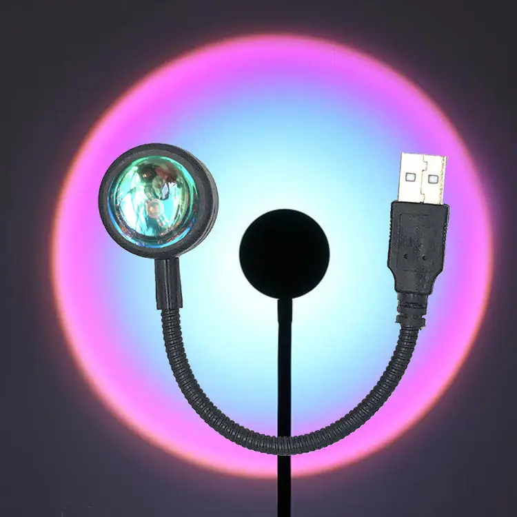USB LED Sunset Lamp Ambient light Projector Photography Wall Atmosphere Neon Lights for Party Bedroom Living Room Decoration