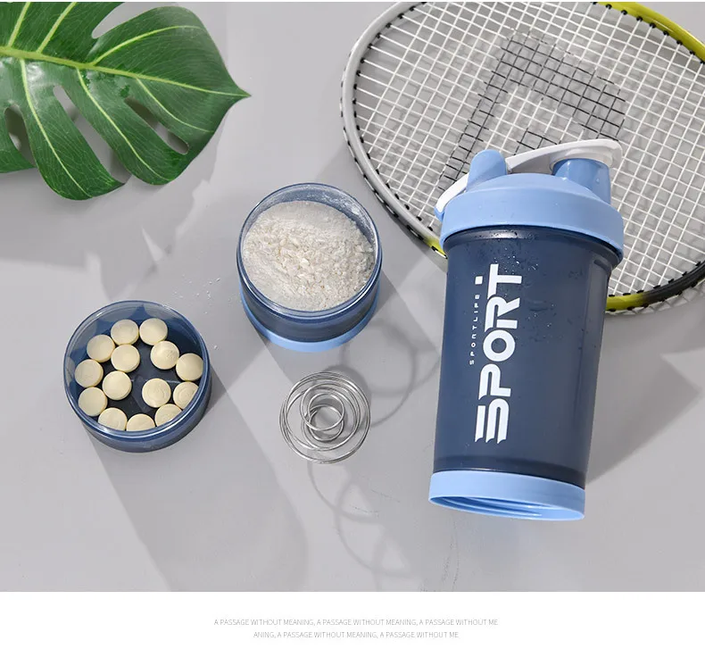 500ML 3-layer Sports Water Bottle Protein Shaker Outdoor Travel Portable Leakproof Drinkware Plastic My Drink Bottle BPA Free
