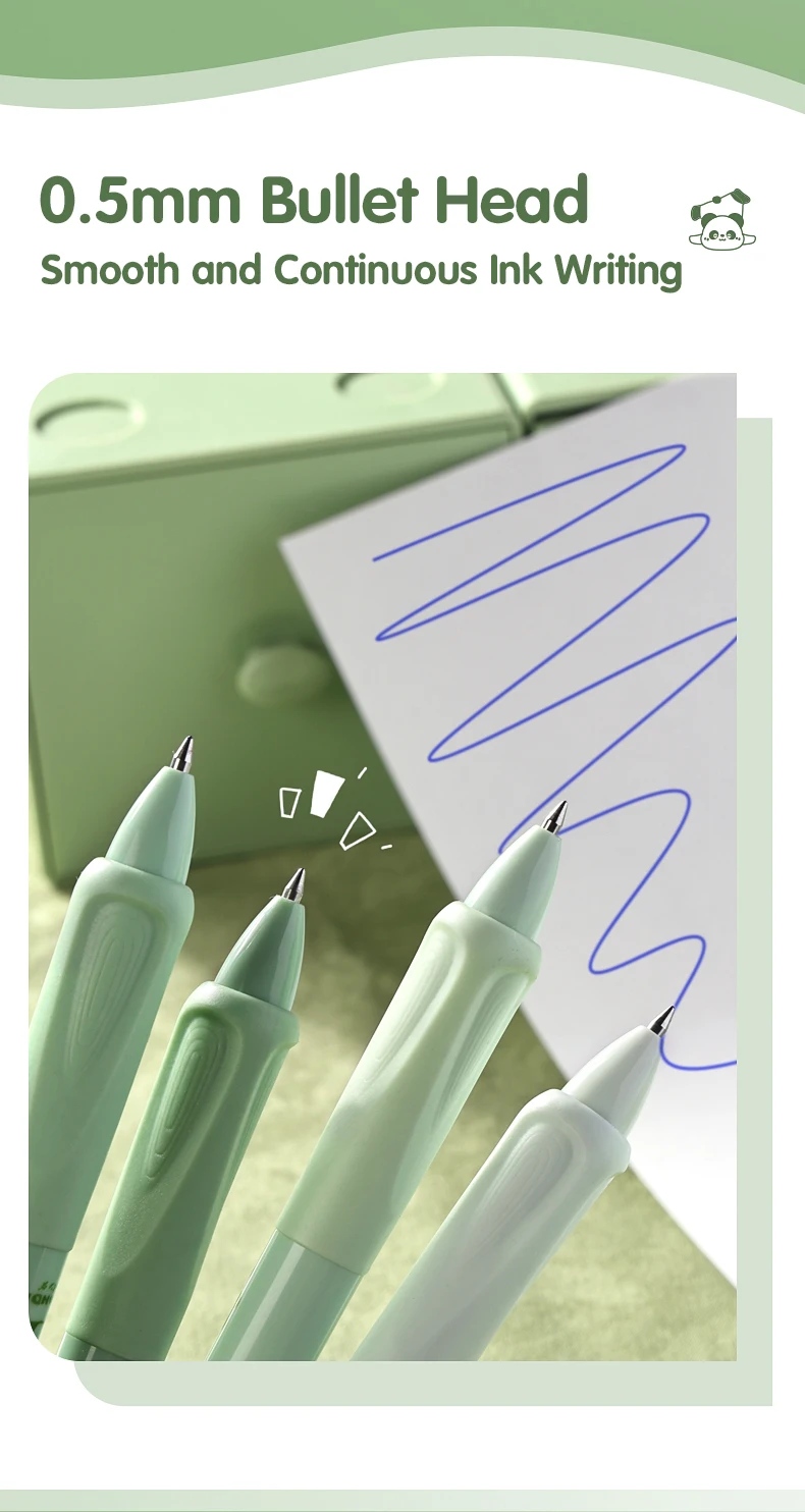 4PC Erasable Pen Neutral Pen Cartoon Sleeve Moyi Button Pen Upright Posture Thermal Eraser High Aesthetic Value Press Protection
