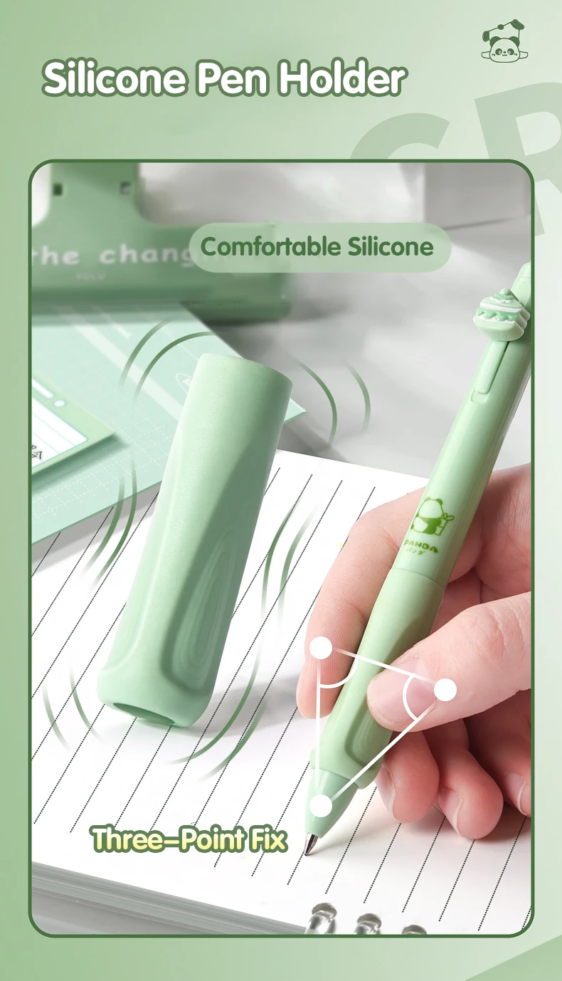 4PC Erasable Pen Neutral Pen Cartoon Sleeve Moyi Button Pen Upright Posture Thermal Eraser High Aesthetic Value Press Protection